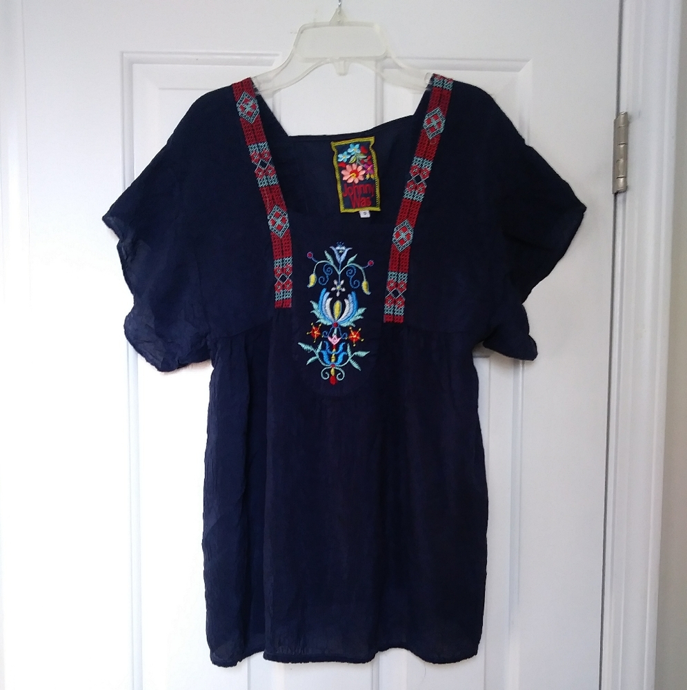 Johnny Was Embroidered Boho Top